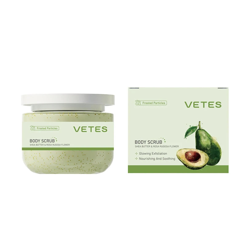 VETES 250g Body Scrub Avocado Scent Remover Dead Skin Soothing Glowing Exfoliation Scrub Wash Body Care Nourishing Luster Skin Halalzen