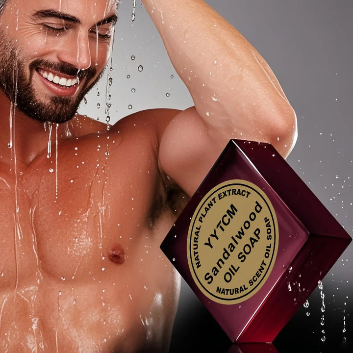 Sandalwood Soap, Men's Fragrance Soap, Long-Lasting Light Fragrance, Bath, Hand-Washing, Face-Washing Soap, Gentle Skin Care, Gift-Giving, Personal Use 65G/Piece Halalzen