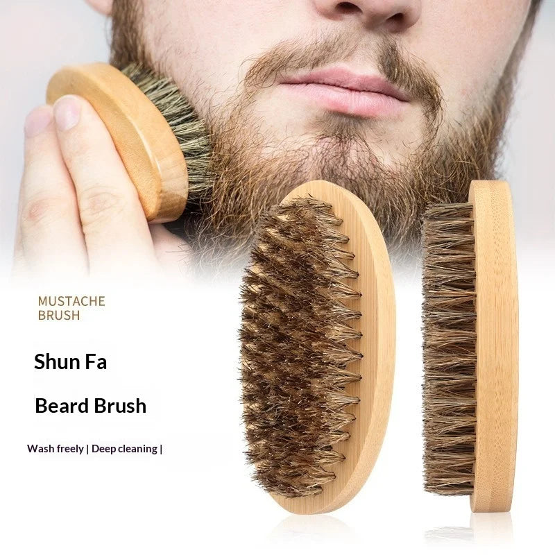 Professional Soft Boar Bristle Beard Brush Oval Handheld Shaving Brush For Men Oil Head Hair Styling Neck Duster Cleaning Tool Halalzen