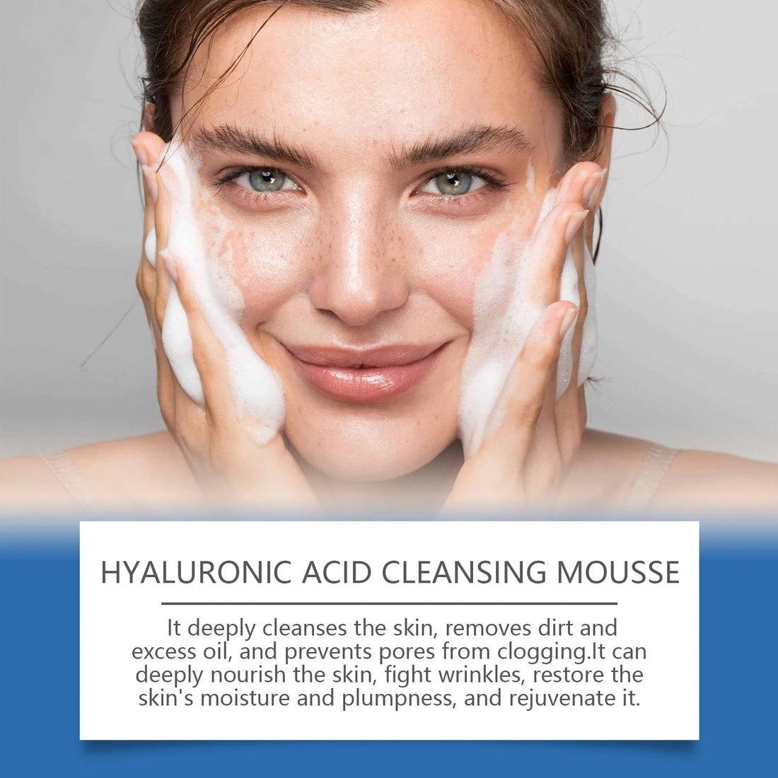 Hyaluronic Acid Cleansing Foam Facial Skin Mildly Cleansing&Attenuating Fine Lines Deep Moisturizing Nourishing Facial Cleanser Halalzen