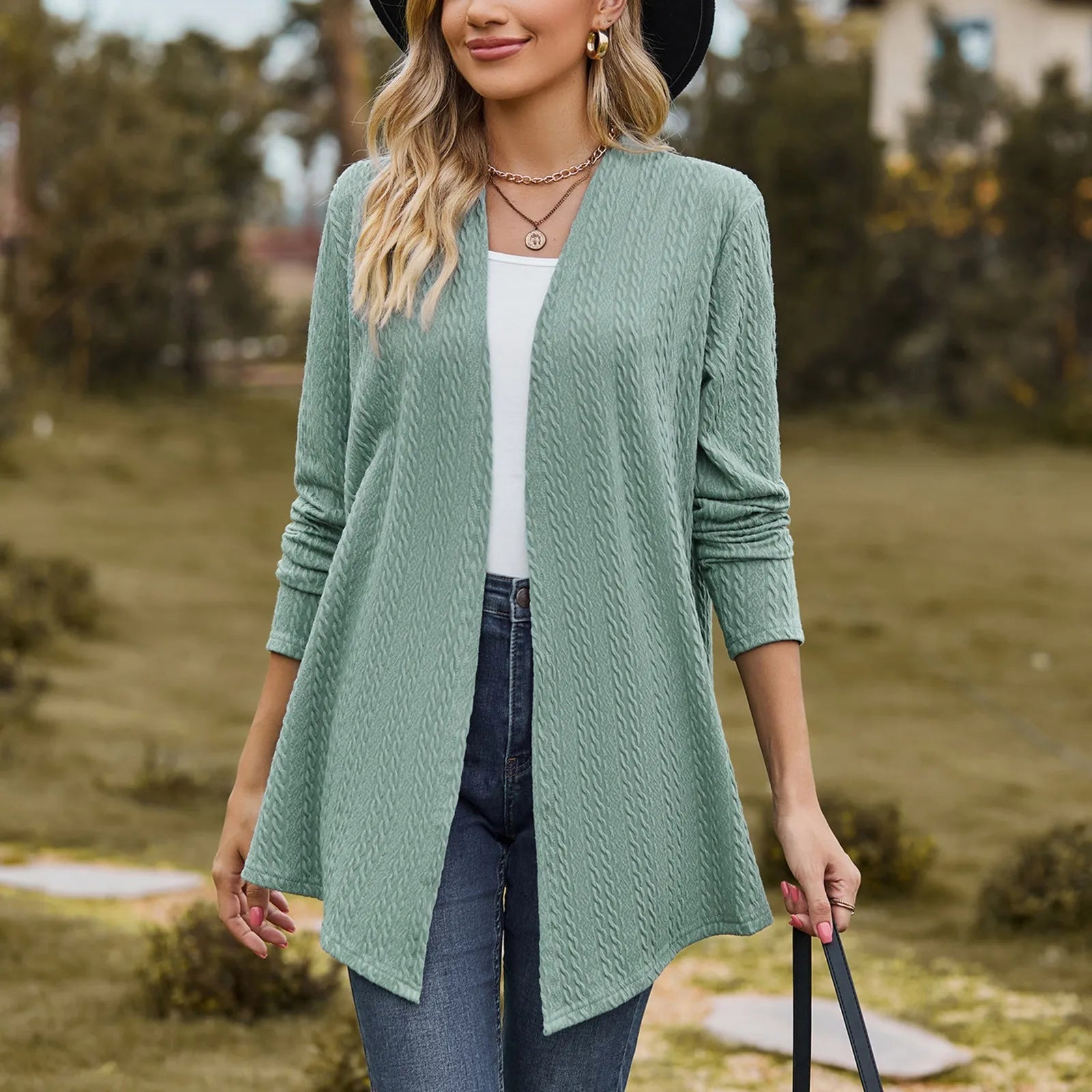 Women'S Fashion Solid Color Long Sleeve Loose Cardigan Jacket Elegant Womens Jackets Chamarra De Piel Mujer ﻿가을자켓 Chaqueta Mujer