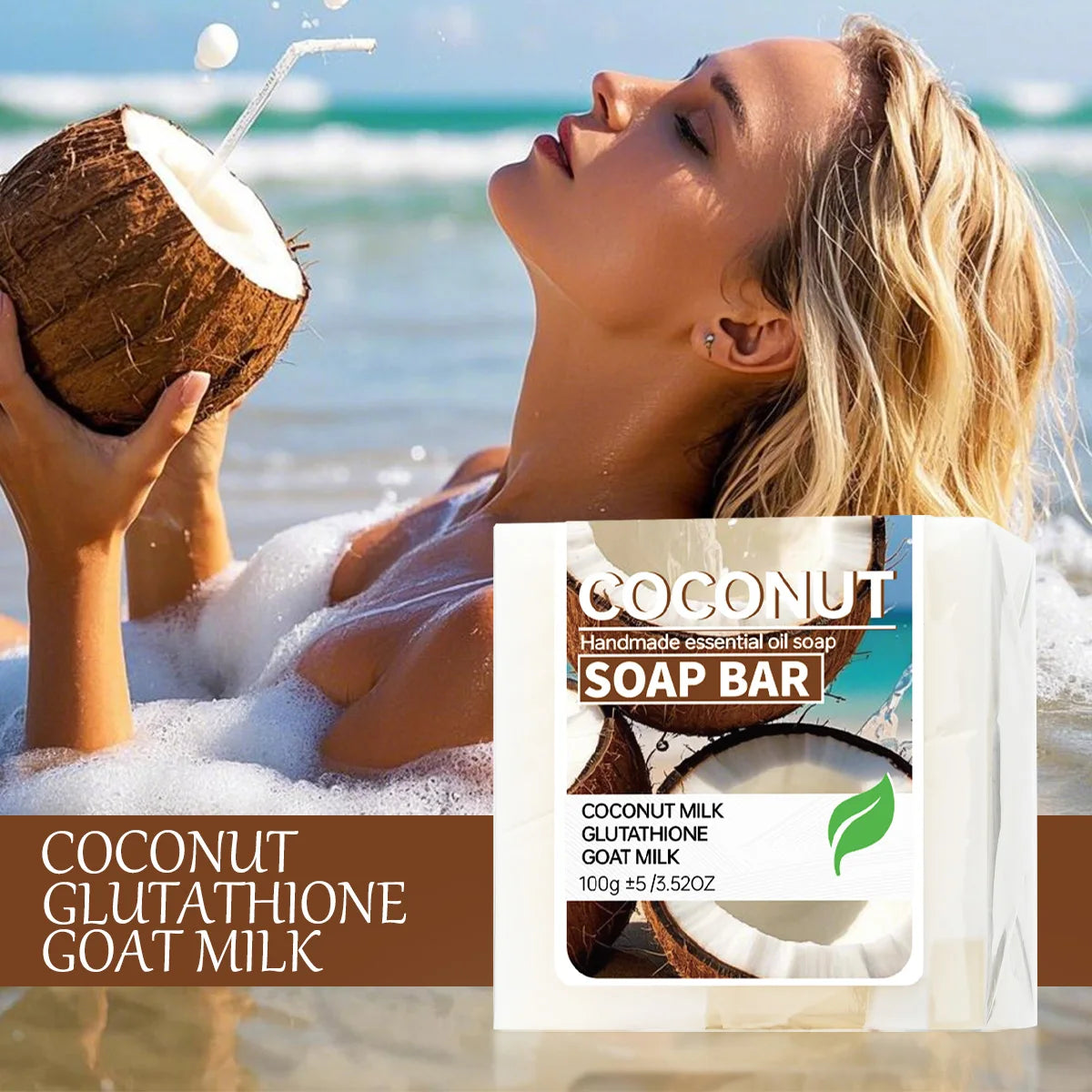 Coconut milk moisturizing soap, glutathione brightening cleansing soap, goat milk nourishing cleansing soap, bath soap, portable Halalzen