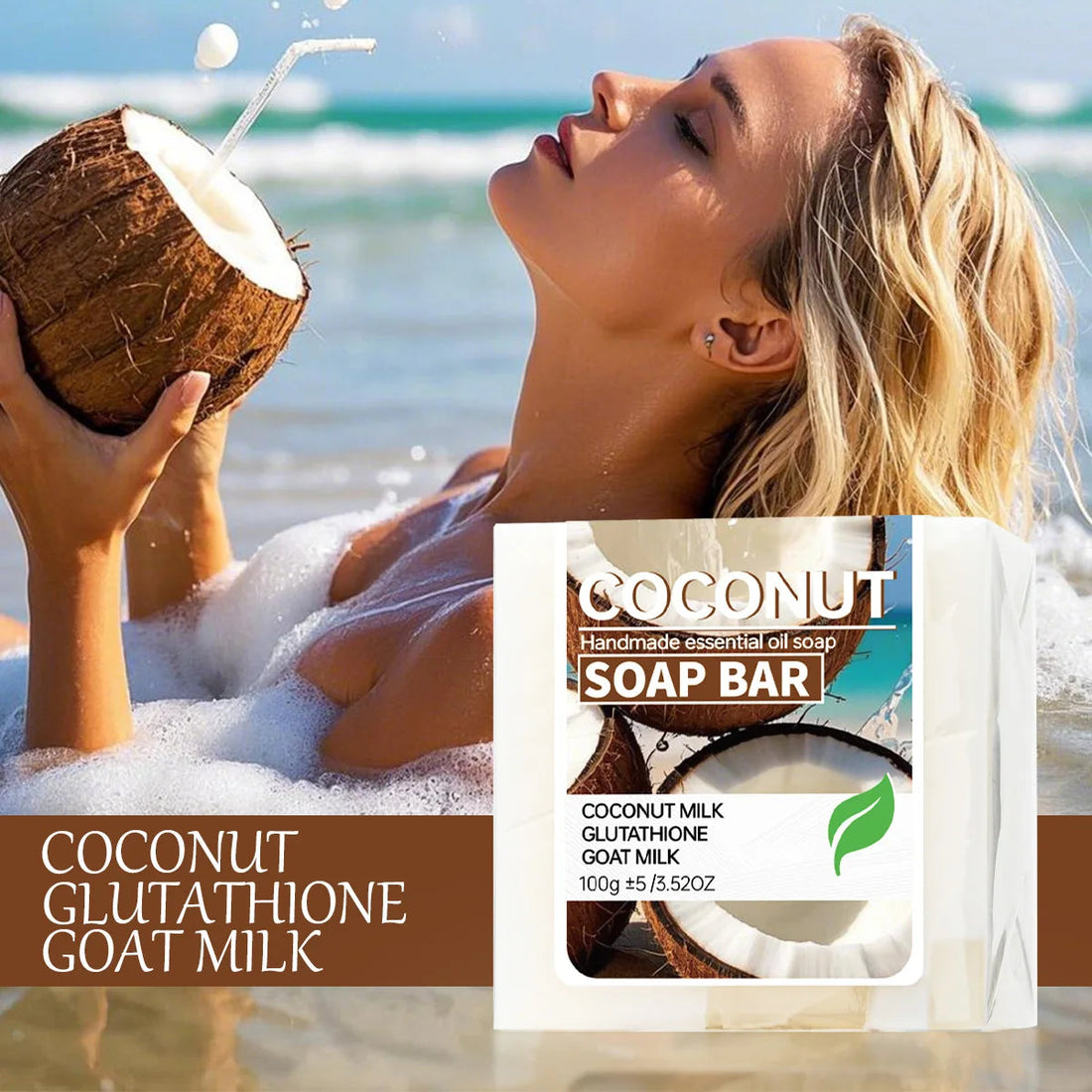 Coconut milk moisturizing soap, glutathione brightening cleansing soap, goat milk nourishing cleansing soap, bath soap, portable Halalzen