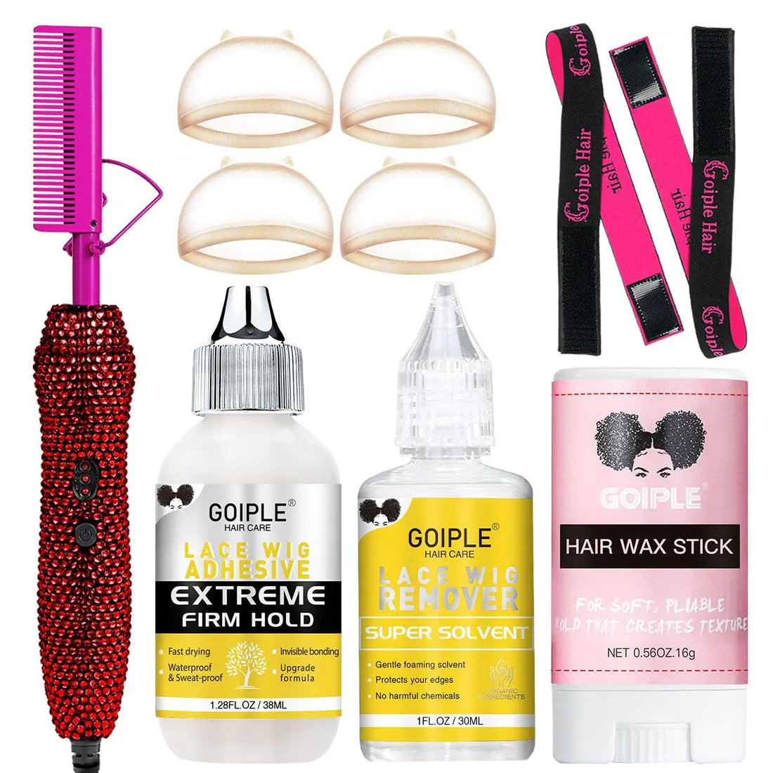 GOIPLE Electric Hot Comb Fast Heating Straightener Curling Iron Curler Brush Styling Tools for Hair Care Lace Wig Styling Set Halalzen
