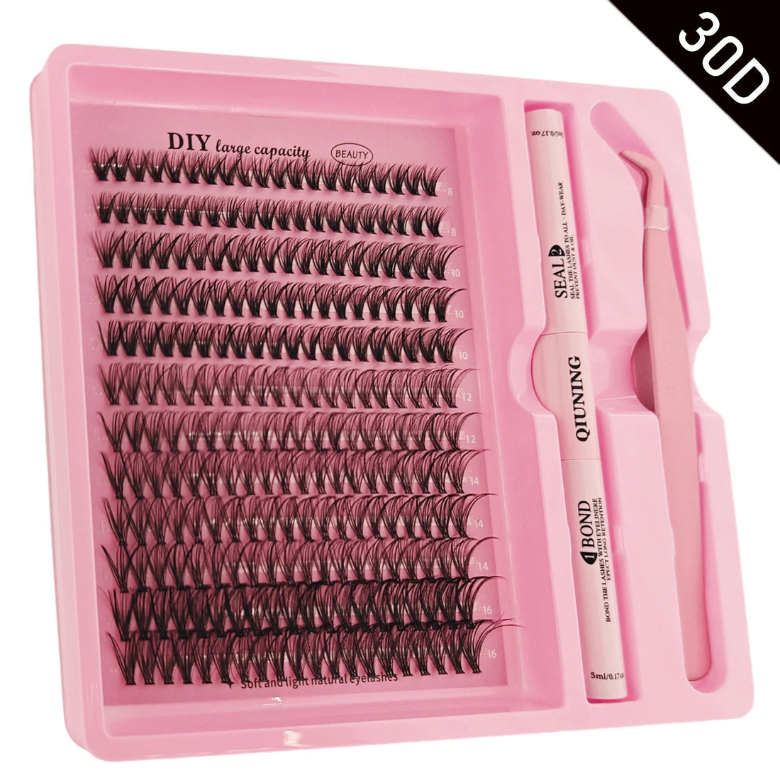 QIUNING Eyelash Clusters Kit Fluffy Individual Lashes Lash Bond and Seal and Remover Faux Mink Lashes Eyelash Extension DIY Halalzen