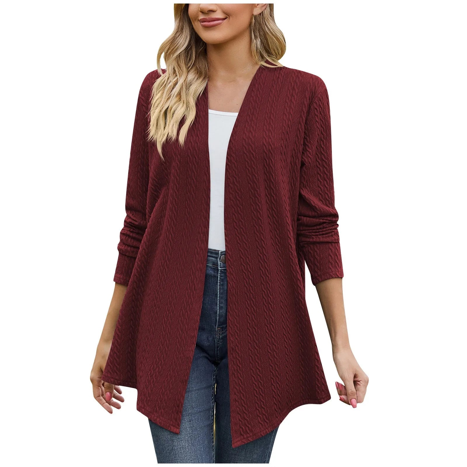 Women'S Fashion Solid Color Long Sleeve Loose Cardigan Jacket Elegant Womens Jackets Chamarra De Piel Mujer ﻿가을자켓 Chaqueta Mujer