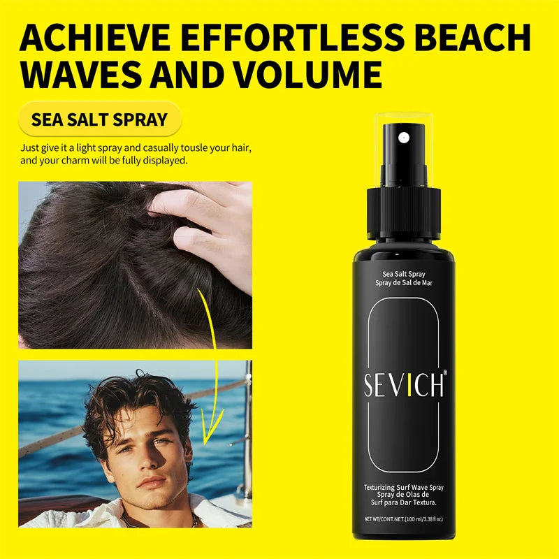 100ml Natural Sea Salt Spray for Men Salt Water Hair Mist Hair Volumizing Thickness Wave Curls Seasalt Hair Spray Styling Mist