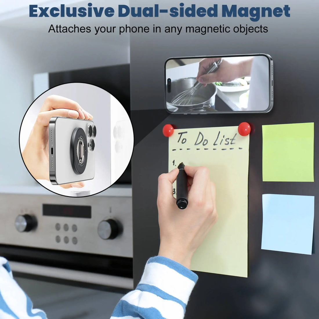 Magnetic Ring Phone Holder 360 degree Rotating 90 degree Flip Phone Anti-slip Using for Business Gyming Movies or Learning Cook