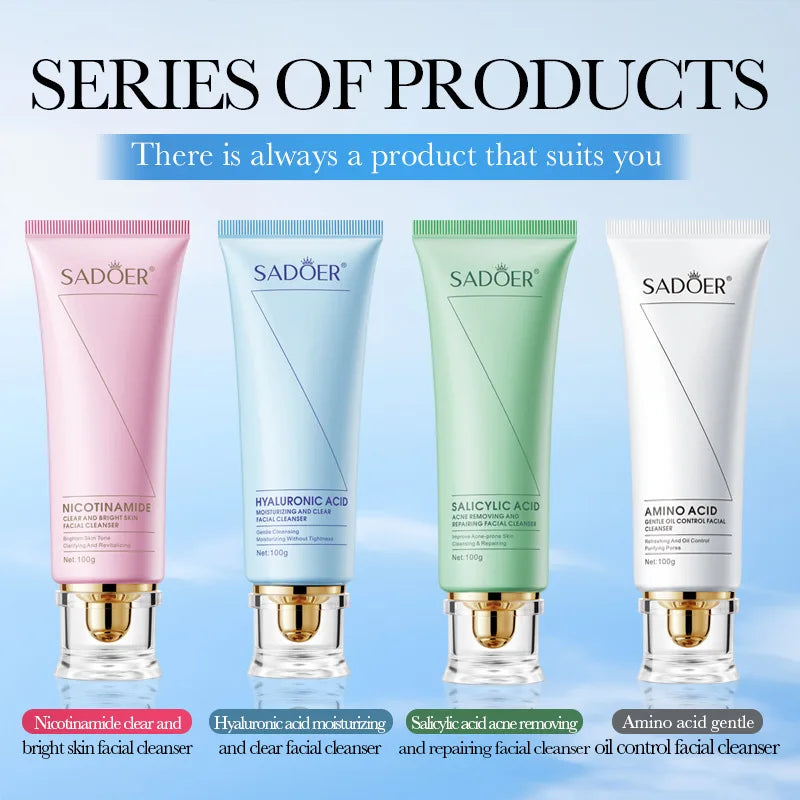 SADOER Amino Acid Gentle Face Wash Salicylic Acid Anti Acne Hyaluronic Acid Moisturizing Cleanser For Oily Skin Halalzen