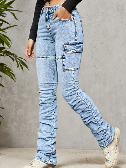 2025 women's casual high waisted jeans, elastic cotton blend, machine washable, comfortable fit, suitable for all seasons