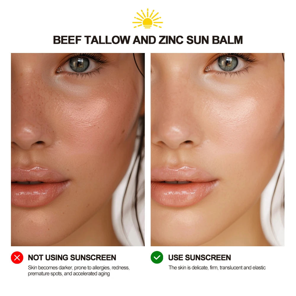 Sunscreen Makeup Beef Tallow and Zinc Sun Balm Sun Protection Moisturizing and Antioxidant Care for Your Skin Halalzen