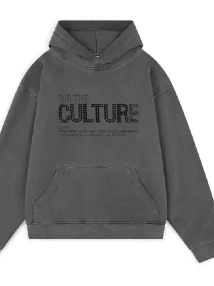 New Trend Retro Letter Pattern Hooded Women's Sweatshirt American Street Personality Autumn Men's and Women's Casual Sweatshirt