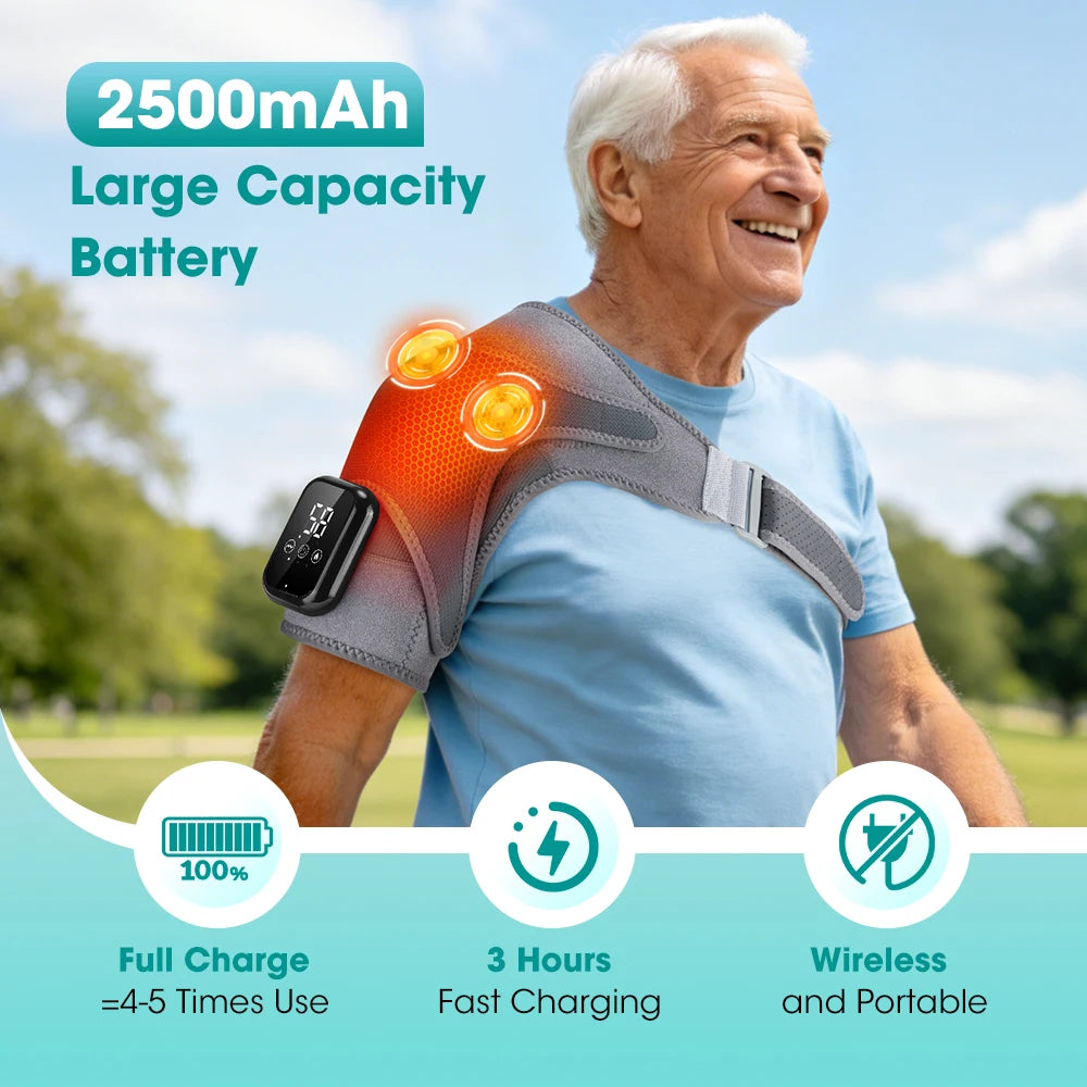 Cordless Electric Heated Shoulder Brace Hot Compress Protect  Vibration Massage Thermal Shoulder Pad Massager Muscle Joint Relax