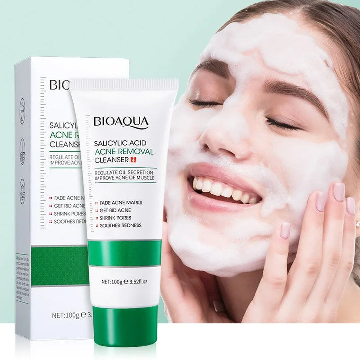 BIOAQUA Salicylic  Acid Facial Cleanser Acne Treatment Moisturizing Oil Control skincare Face Wash Foam Face Cleanser Skin Care Halalzen