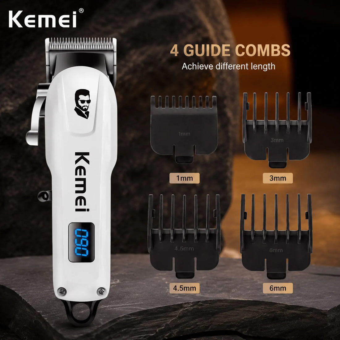 Kemei KM232 KM2299 Hair Clipper Combo Set for Men, Wireless Electric Hair Trimmer, USB Rechargeable, High-Power Hair Clipper for Home or Salon, Adjustable Blades for Carving, Edging, and Styling