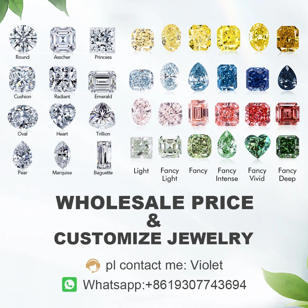 Messi Jewelry With IGI Certificate Lab Grown Diamonds Cushion HPHT CVD 1ct 1.5ct 2ct 3ct 5ct Laboratory Diamond Wholesales