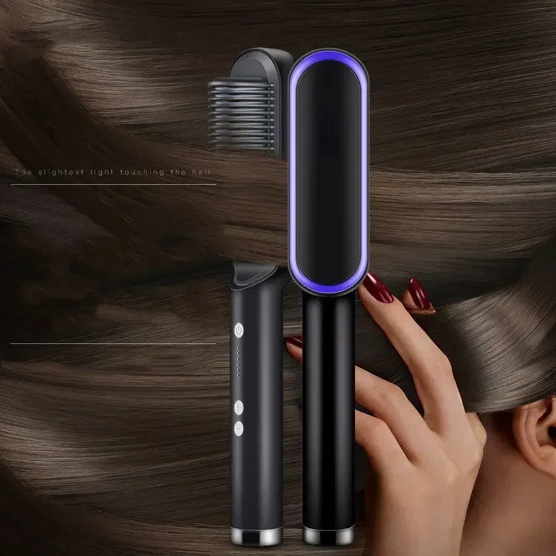 Thermostatic hair straightener Comb 5 temperature settings Straightening brush Quick heat professional hair straightening brush Halalzen