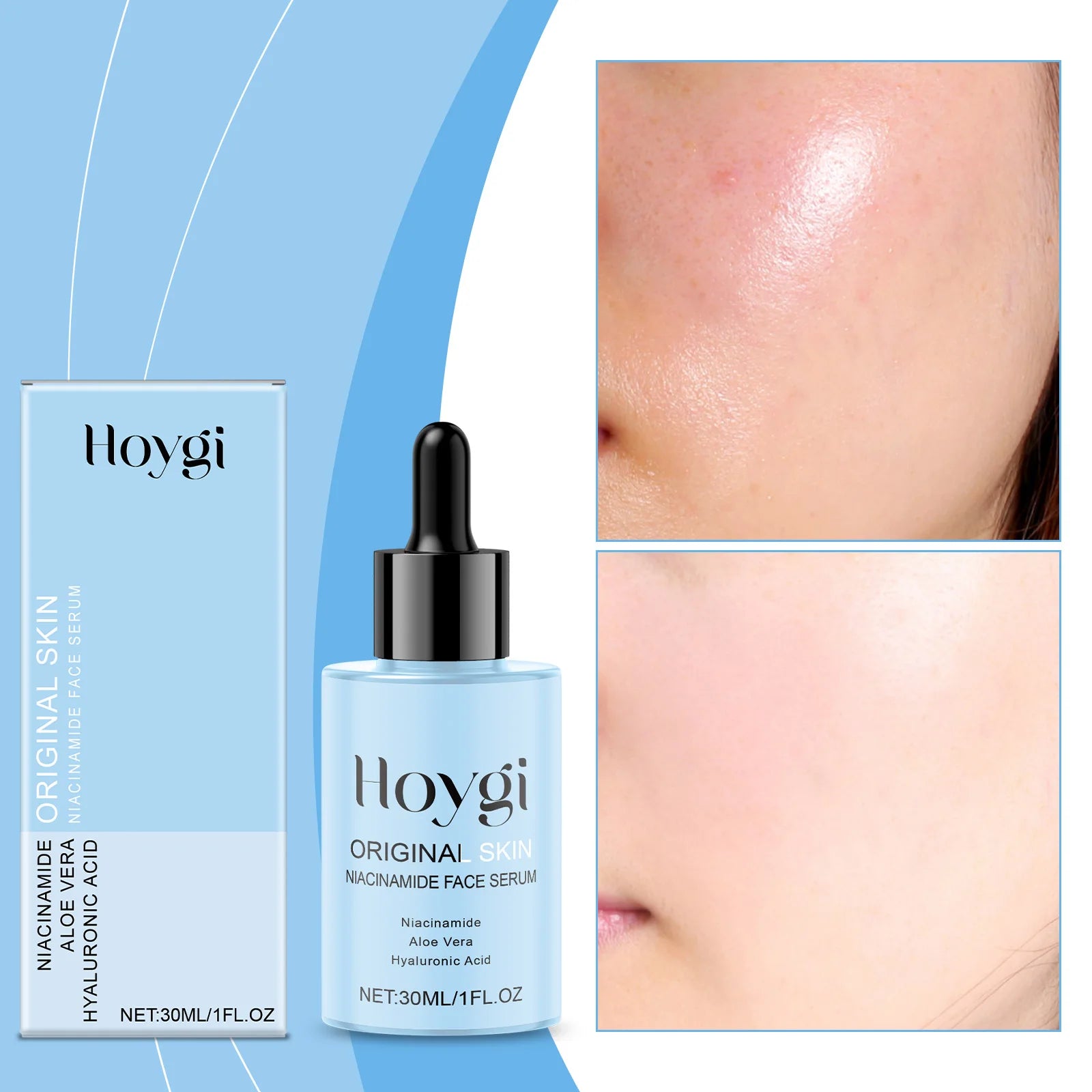 Ship From US Niacinamide Face Serum 30ml Anti Wrinkle Serum Aloe Vera Hydrating Brightening Skin Care For Women Sensitive Skin Dropper Bottle