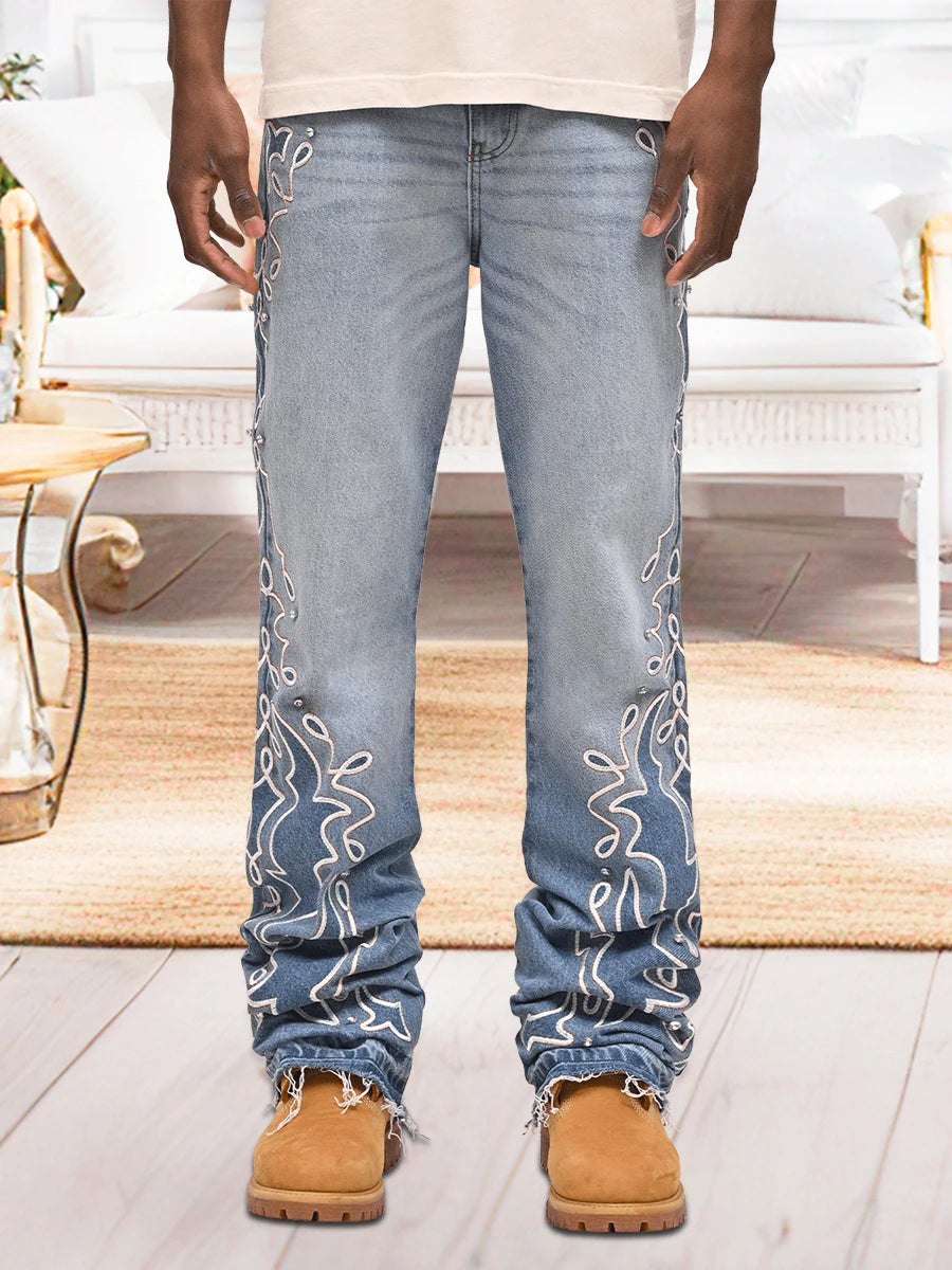 Men s  Fit Stretch Denim Jeans with Classic Five-Pocket Styling and Distressed Details for Everyday Wear