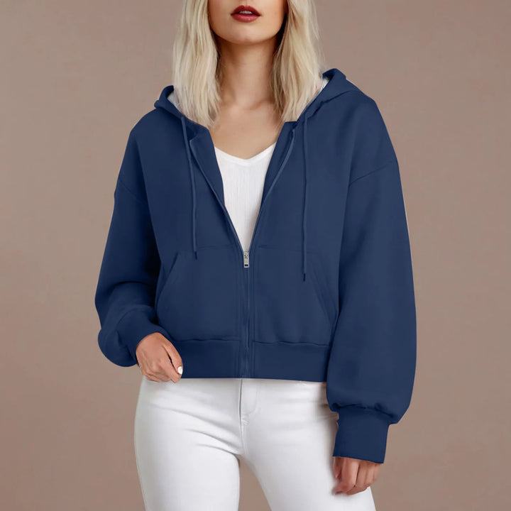 Hoodies Y2k Women Casual Fashion Solid Color Zipper Cropped Sweatshirt Jacket Cropped Zipper Sweatshirt Moletons Femininos