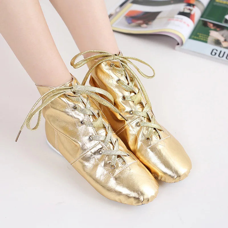 Kid Dance Shoe HighTop Adult Dance Shoe Fashion Jazz Boot Shiny Soft Sole Dance Shoe Parent-child Ballet Shoes Performance Shoes