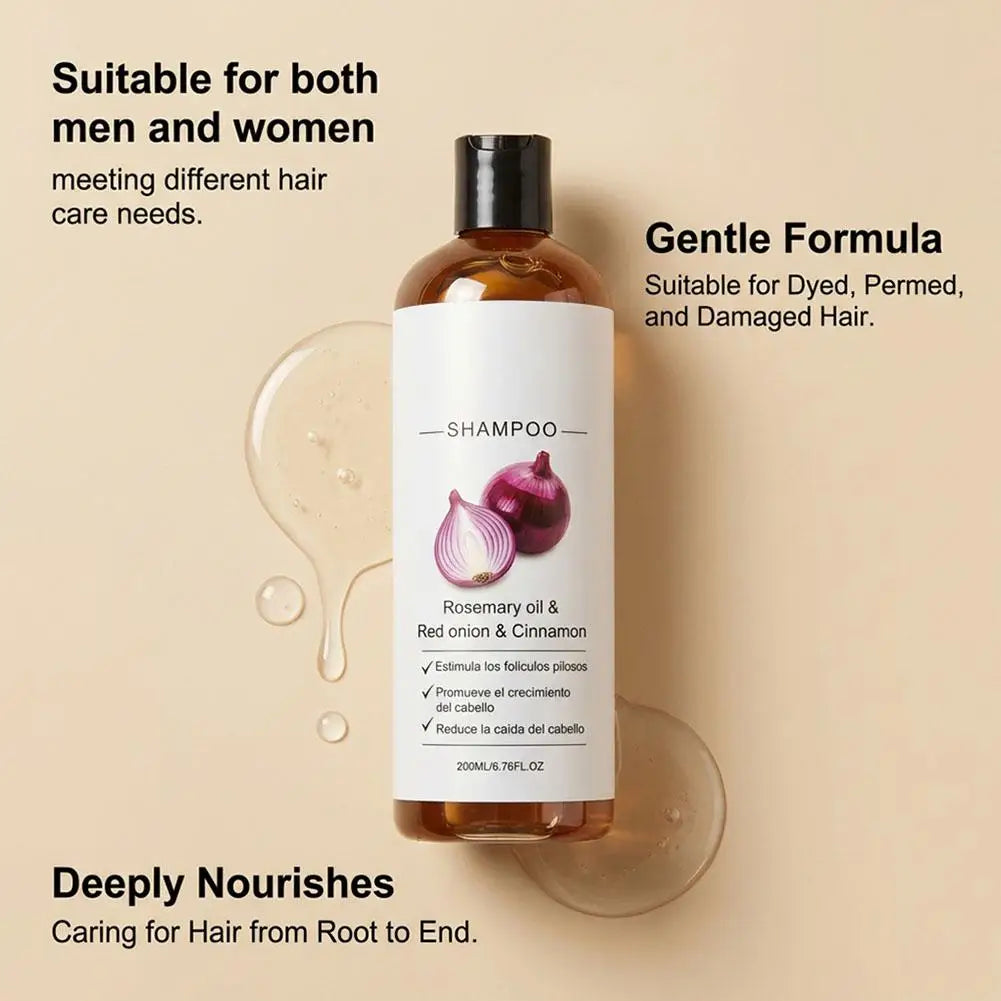 Rosemary Red Onion Cinnamon Shampoo,Anti Hair Loss Treatment for Thicker Stronger Hair, Scalp Nourishing Volumizing Care 200ml