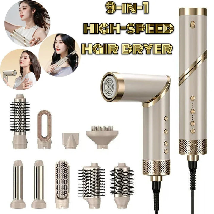 9 in 1 Hair Dryer Hot Comb Set Professional Curling Iron Hair Straightener Styling Tool For Professional Hair Dryer Household Halalzen