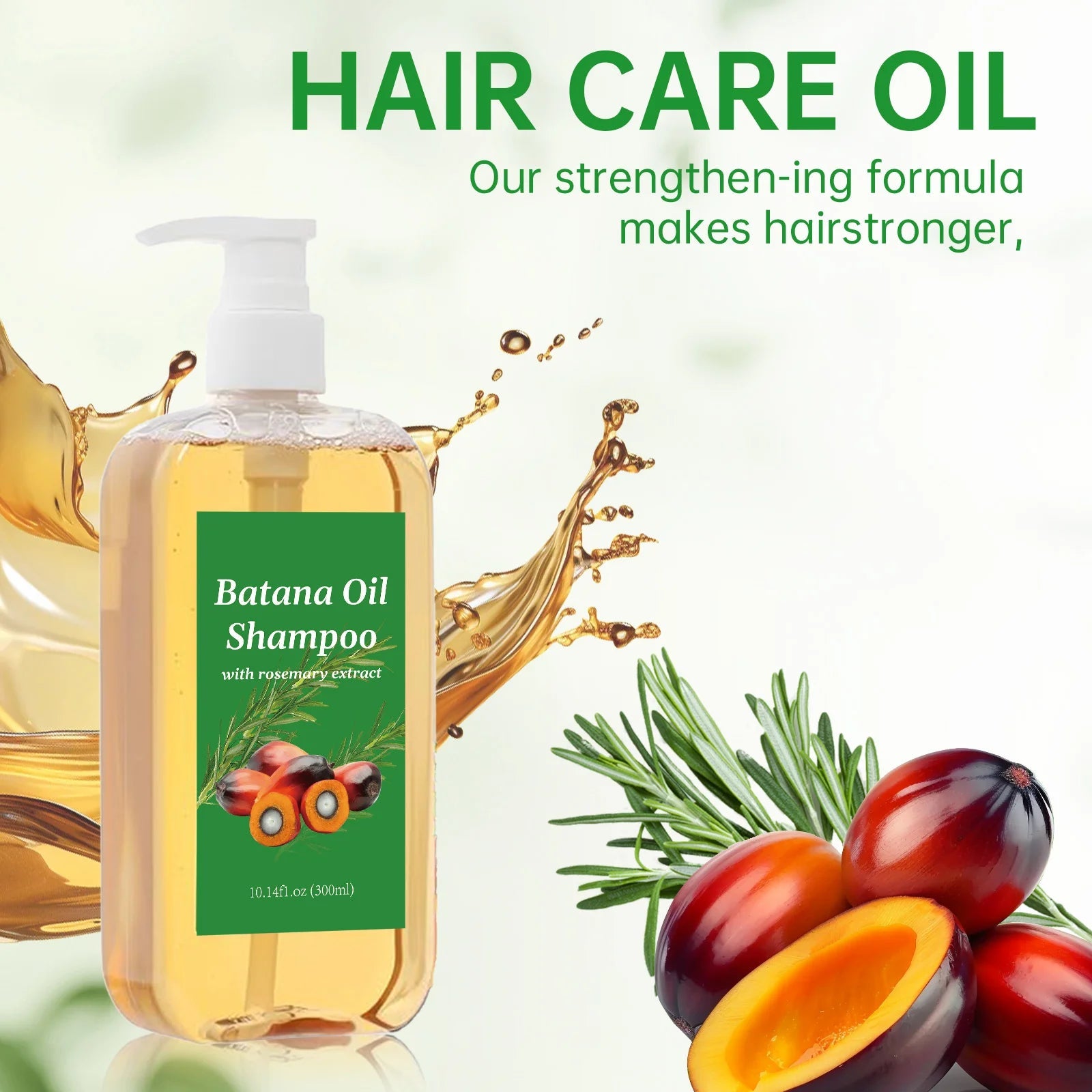 300ML Batana Oil Shampoo Nourishing Hair Growth Strengthens Restore Damaged Split Hair Scalp Cleansing Dandruff Control Care Halalzen