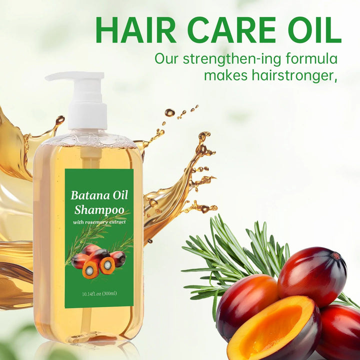 300ML Batana Oil Shampoo Nourishing Hair Growth Strengthens Restore Damaged Split Hair Scalp Cleansing Dandruff Control Care Halalzen
