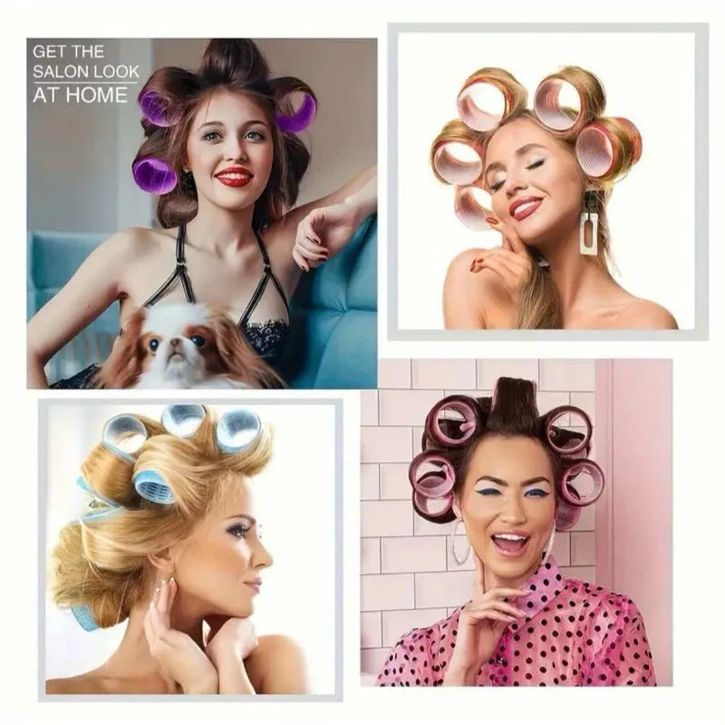 Heatless Hair Styling Kit Self-Grip Rollers with 12Pcs /18Pcs Hair Rollers and 12pcs Clips for DIY Hair Styling Easy To Use