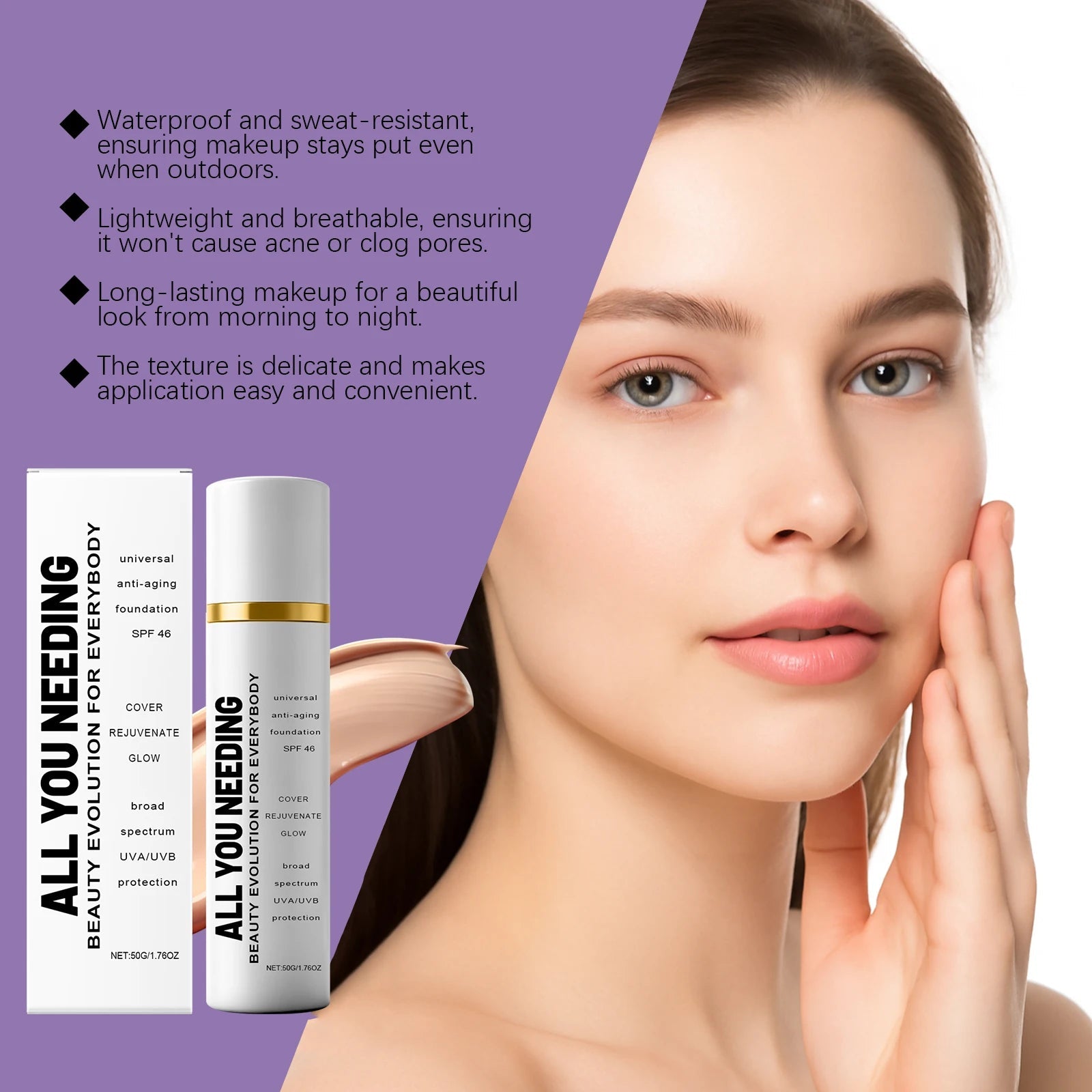 Light Sunscreen Protective Concealer Lasting Fresh Brighten Waterproof Conceal Pore Fine Line Flaw Evens Color Foundation Liquid Halalzen