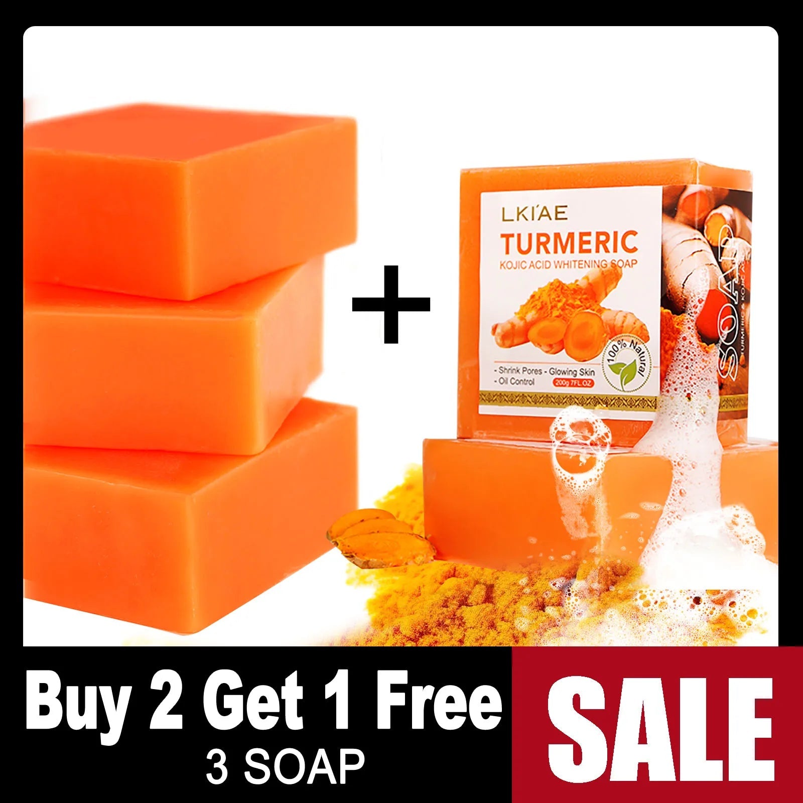 Natural Turmeric Whitening Body Wash, Deeply Clean Skin, Remove Dark Spot, Pimple, Acne, Smooth Skin, For Face & Body Soap Bar Halalzen