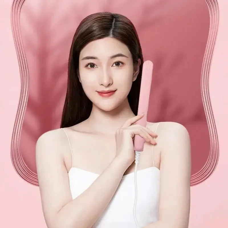 Europlug Mini Quick-Heating Hair Straightener—Multi-color plywood，Dual-use for straight and curly hair，Can be styled as bangs Halalzen