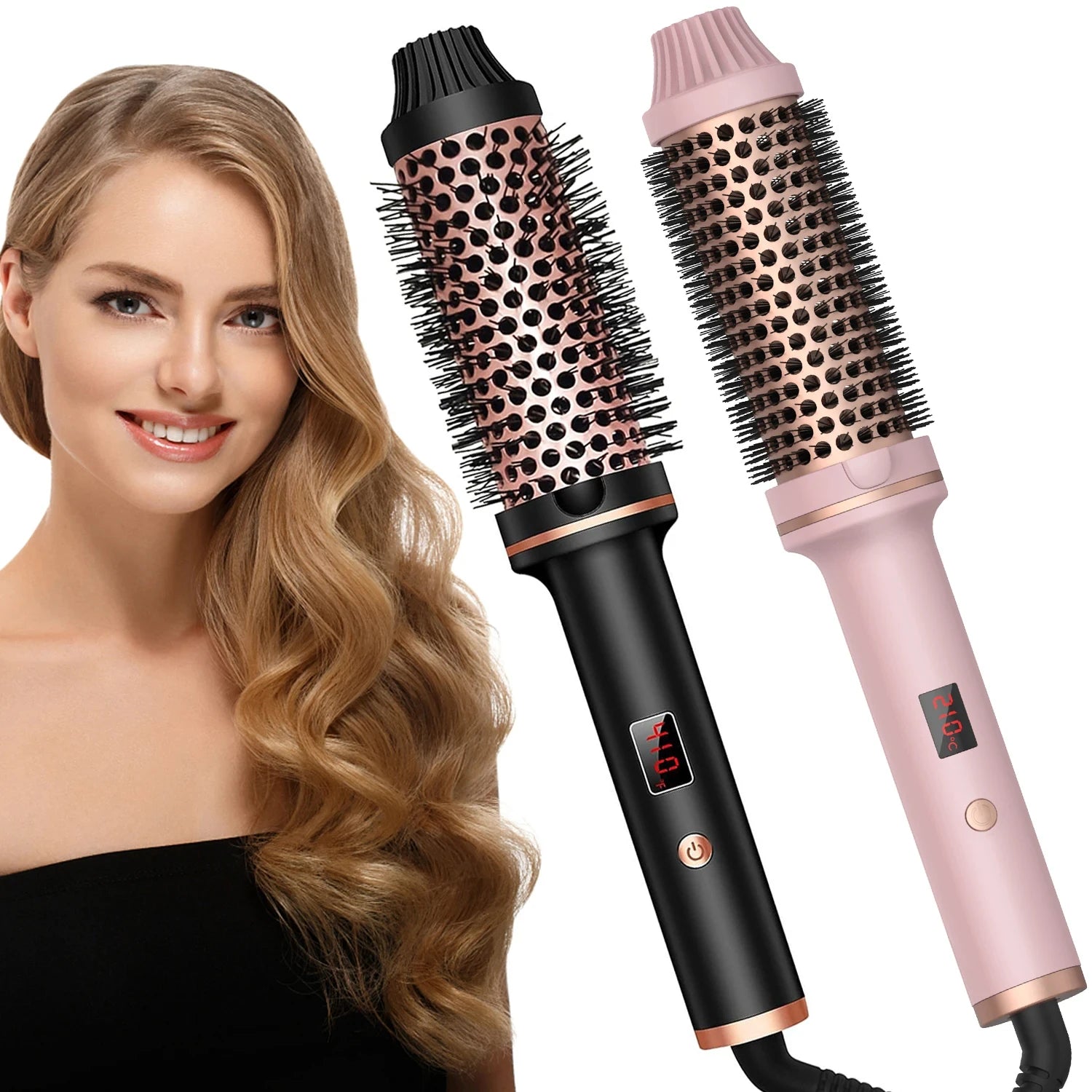 Valentine Gift Hair Curler Straightener Electric Hair Brushes Hot Comb Professional Curling Iron Heated Anti-Scald Thermal Brush Halalzen