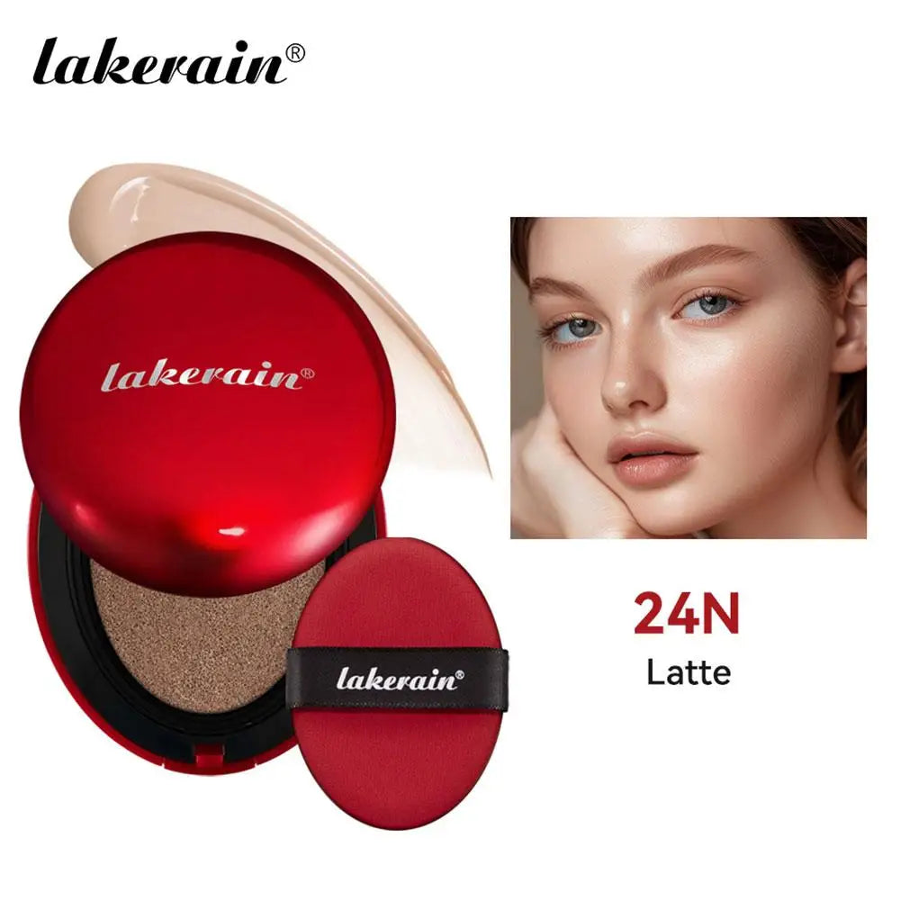 LAKERAIN 12 Color Air Cushion Foundation Red Shell Design Natural Coverage Formula Lightweight Breathable Makeup Base