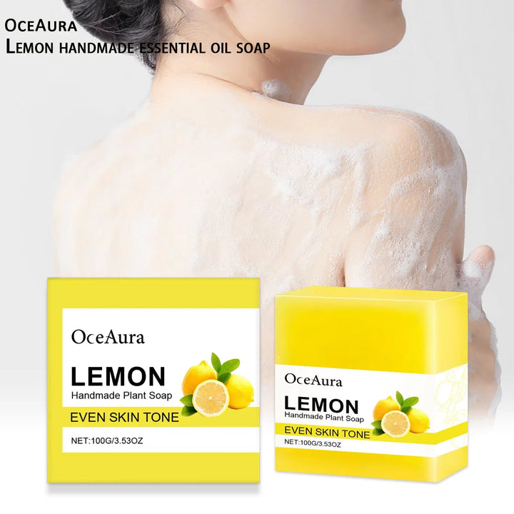 OCEAURA Luxury Lemon Handmade Essential Oil Soap Bar - Gentle Skin Cleansing Moisturizing & Brightening 3.35 OZ Halalzen