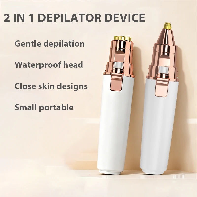 2 in1 Electric Eyebrow & Facial Trimmer Rechargeable Facial Hair Removal Eyebrow Shaver Body Razor with LED Light Halalzen