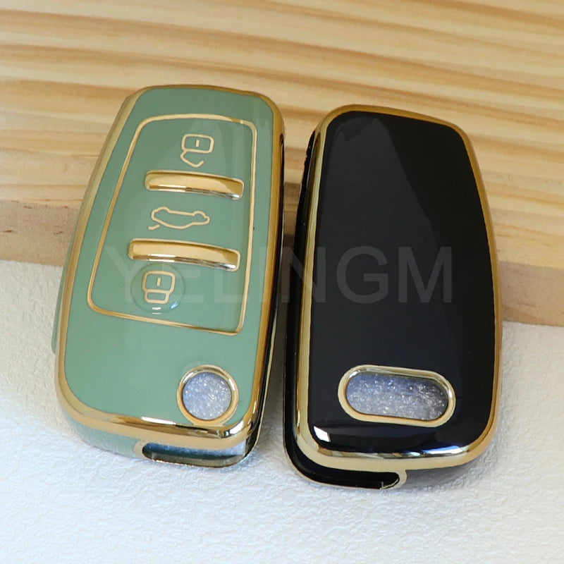 Soft TPU Car Key Cover Case Shell Bag For Audi A3 A4 A5 A6L C6 8L 8P B6 B7 B8 C6 RS3 Q3 Q7 TT 8L 8V S3 Protector Accessories
