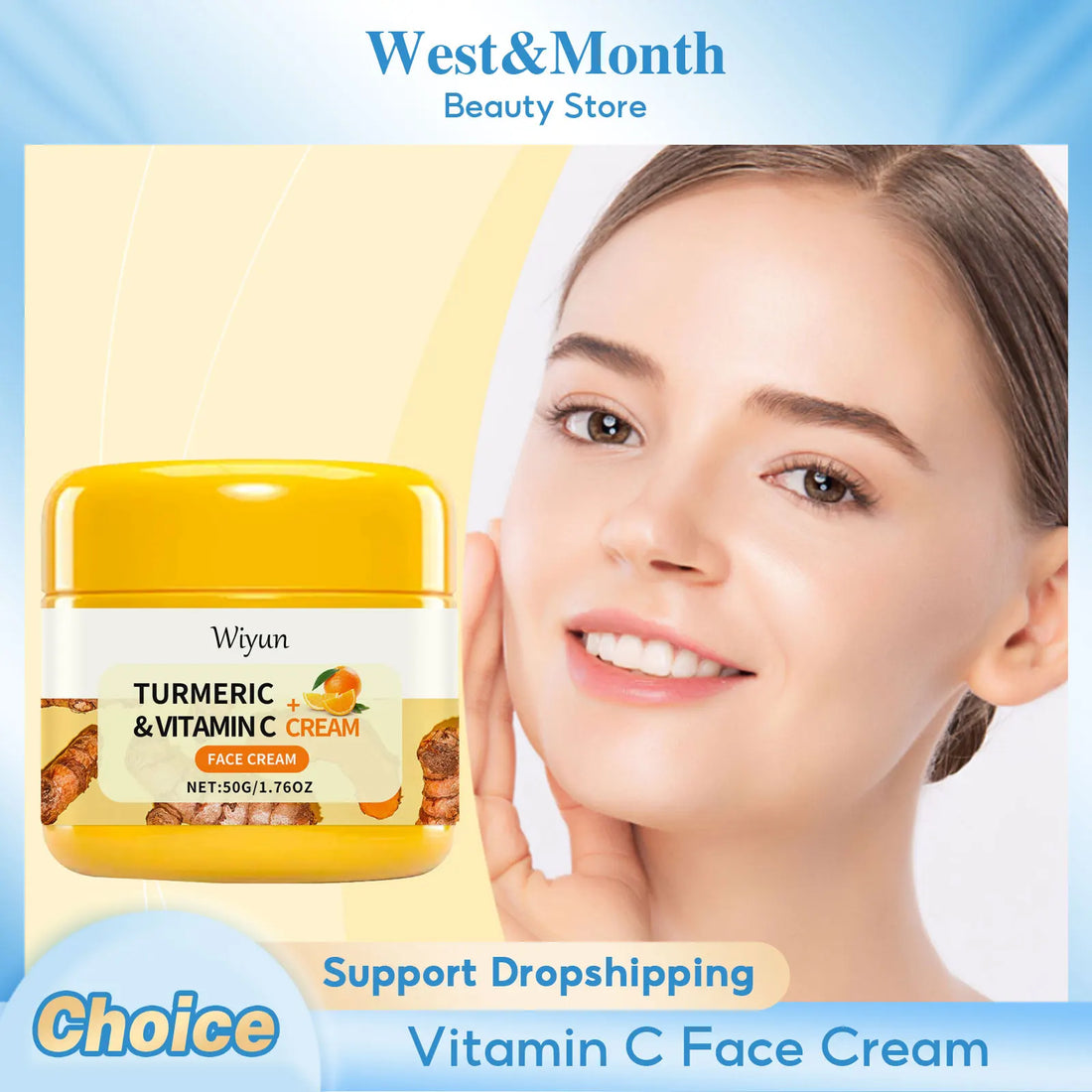Turmeric Brightening Cream Fade Dark Spots Remove Pigmentation Smooth Fine Lines Lightening Lifting Moisturizing VC Facial Cream