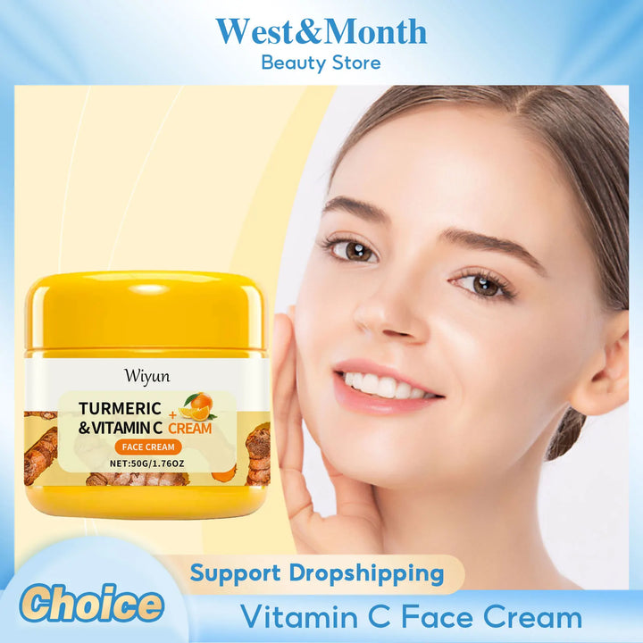 Turmeric Brightening Cream Fade Dark Spots Remove Pigmentation Smooth Fine Lines Lightening Lifting Moisturizing VC Facial Cream