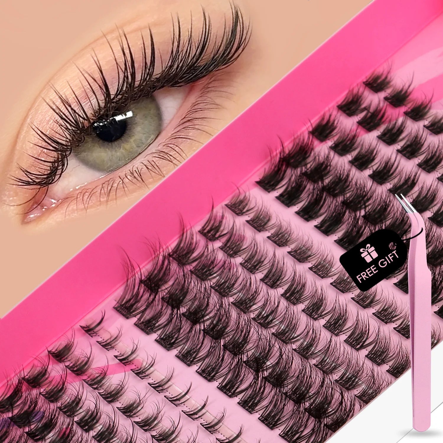 GROINNEYA DIY Lashes Extension Kit Individual Lashes Clusters Faux Mink Eyelash Extension Mix set with Lash Natural Look Makeup Halalzen