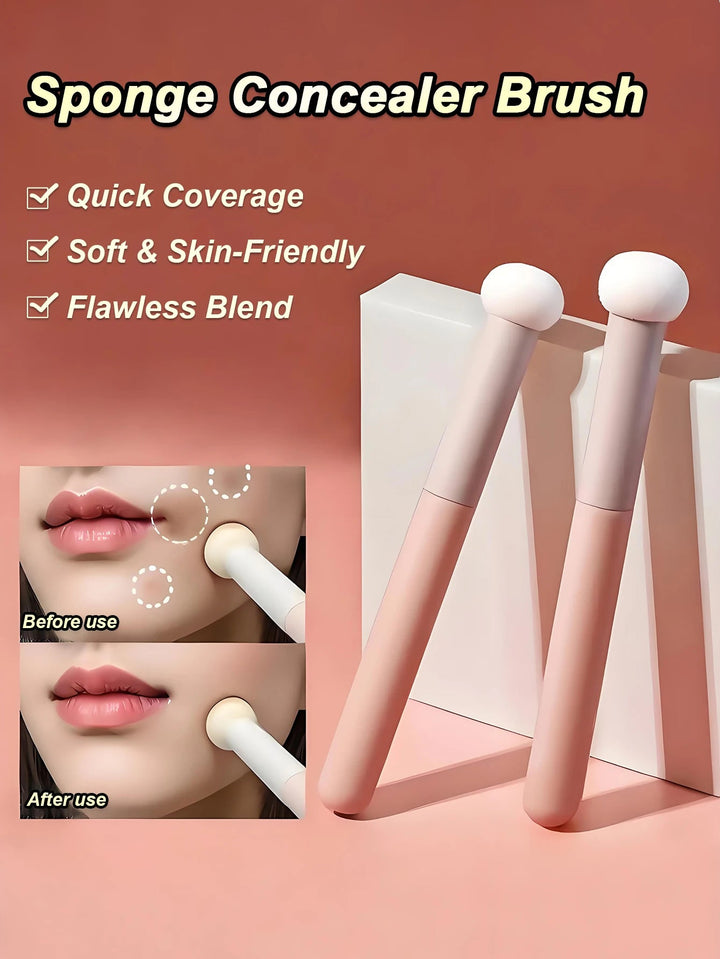 1/2PCS Mushroom Head Sponge Tip Concealer Brush, Soft Small Detail Brush for Under Eye, Tear Trough & Smile Lines Coverage Halalzen