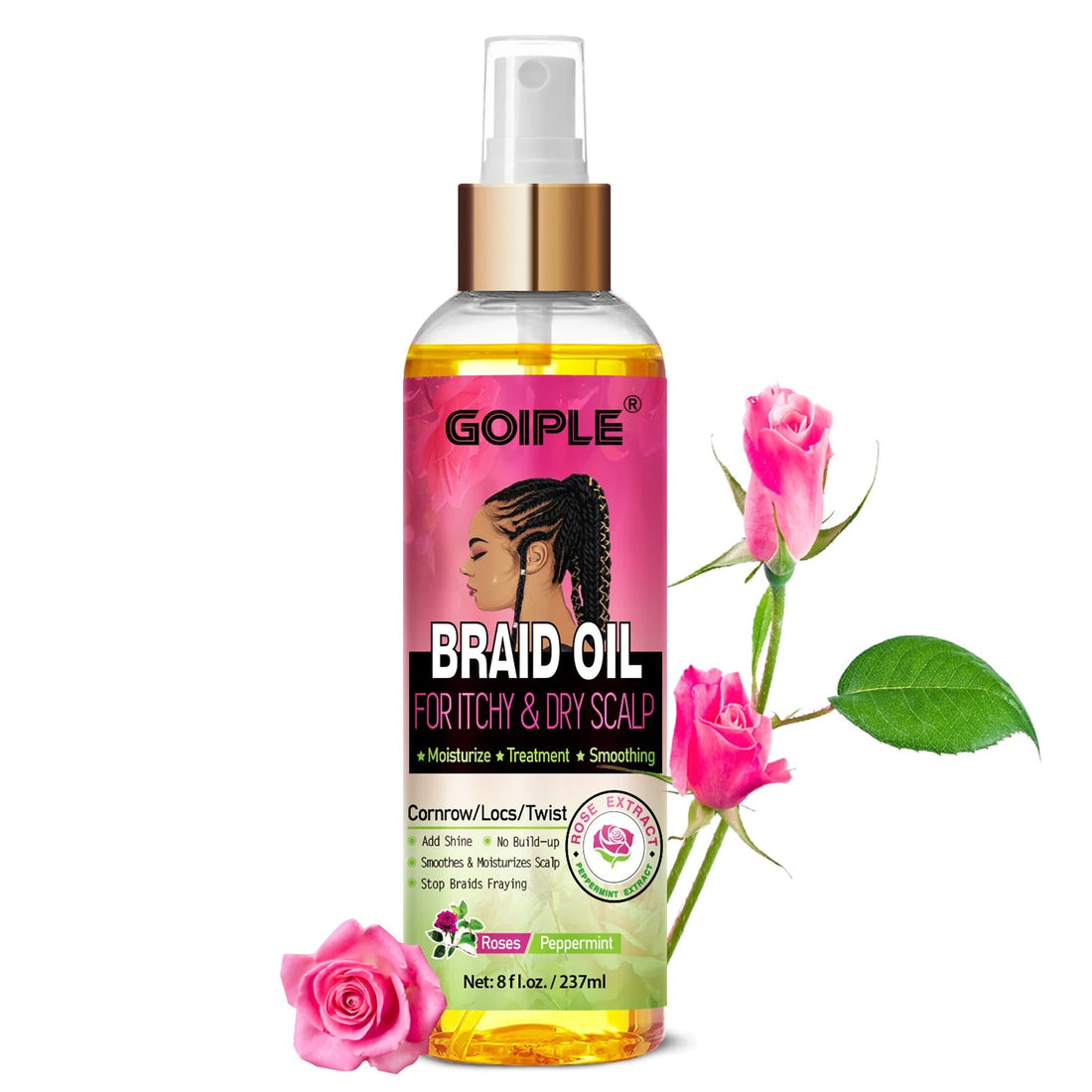 GOIPLE Natural Rose Extract Braid Oil For Itchy Dry Scalp Cornrow Locs Twist Add Shine Smoothes Moisturizes Hair Care Oil Halalzen