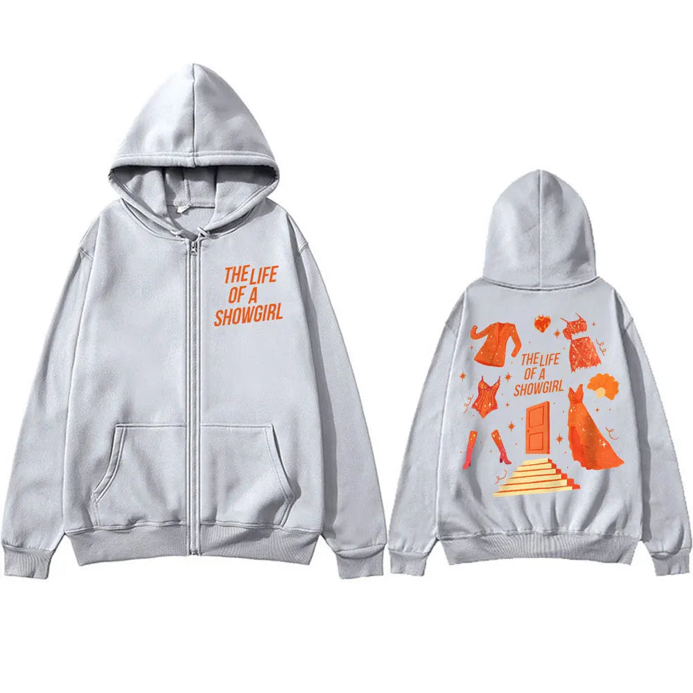 The Life of A Showgirl 2025 New Album Zip Up Hoodie Men Women New Era Fashion Pop Music Sweatshirt Casual Fleece Loose Jackets