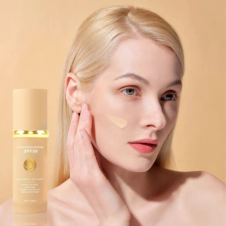 4-in-1 Foundation Liquid Makeup 4 In 1 Foundation Light Spectrum Sunscreen Serum Liquid Hydrating Full Coverage Concealer SPF 50 Halalzen