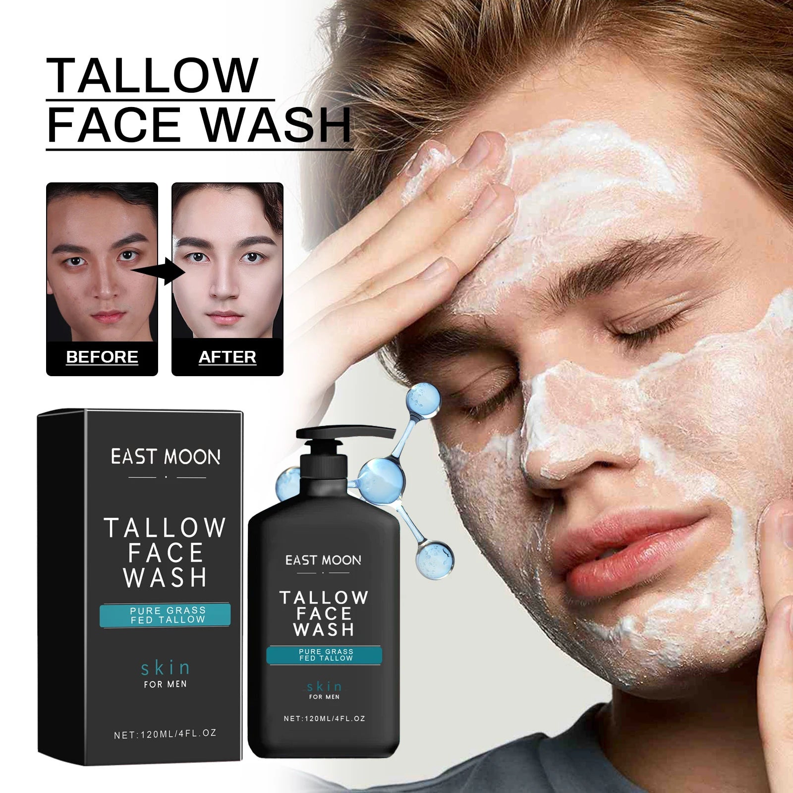 Men Facial Cleanser Lotion Remove Acne Blackhead Prevent Clogged Pores Oil Controll Exfoliator Refreshing Facial Cleaning Cream Halalzen