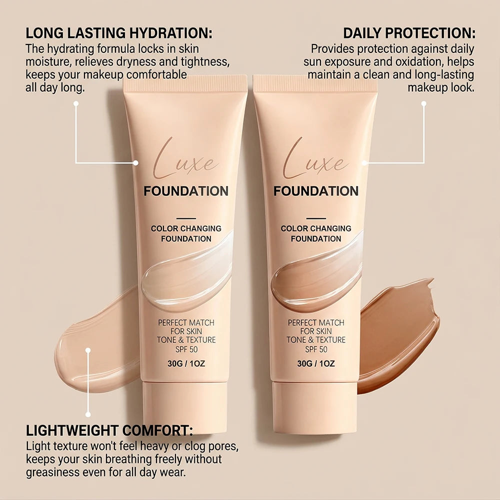 Sunscreen Foundation Lightweight Natural Matte Buildable Coverage UV Protection Liquid Foundation 2 Shades