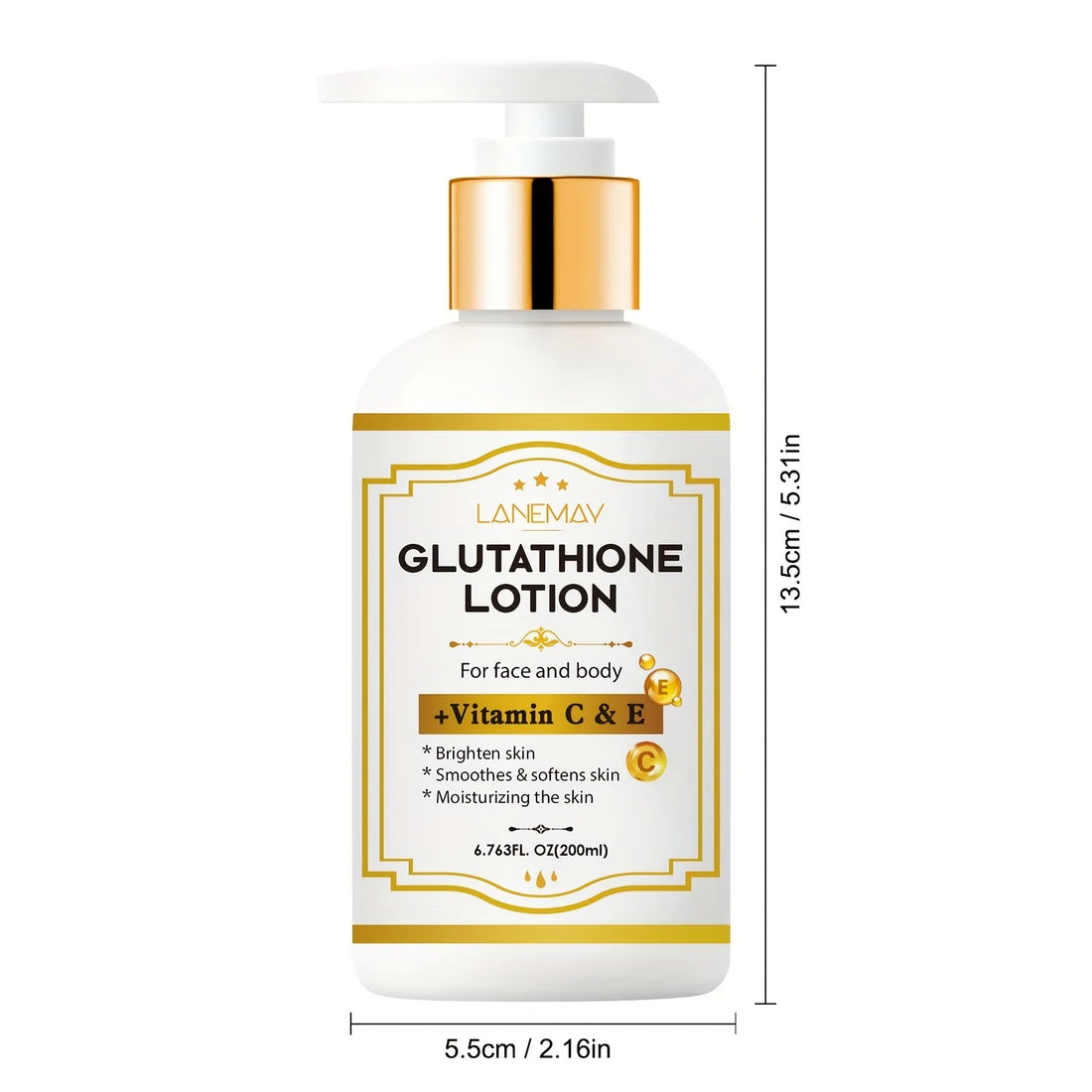 Glutathione Lotion with Vitamin C&E - Brightening, Hydrating & Face & Body Moisturizer for Dry, Cracked Light Beige,Paraben-Free