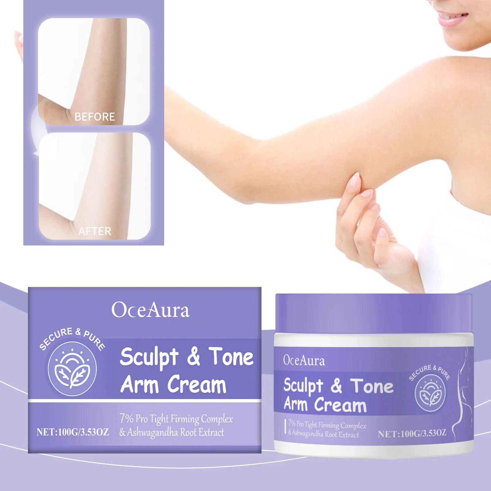 Sculpt & Tone Arm Firming Cream Collagen Moisturizer Tightening Remove Wrinkles Lifting Skin Anti Sagging Massage Body Cream
