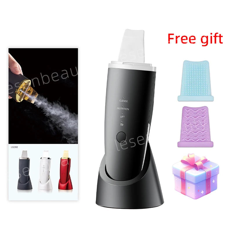 New Ultrasonic Skin Scrubber Vibration Face Spatula Blackhead Remover Shovel Clean Cavitation Peeling Facial Lifting EMS Machine Halalzen